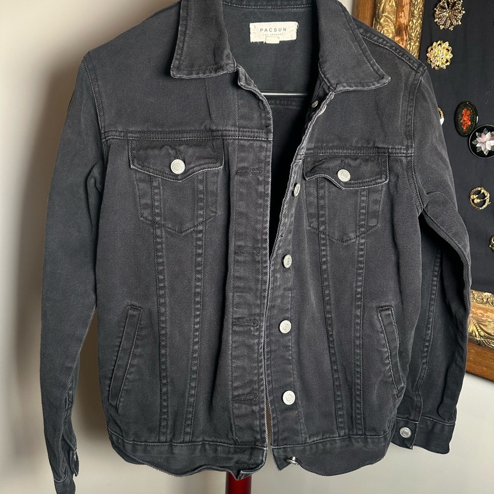 PacSun Men's Washed Black Denim Jacket